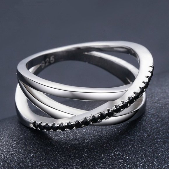 🎀 Multi Layer Four Lines Stacking Cross Stackable Rings for Women, PD048 - Picture 1 of 5